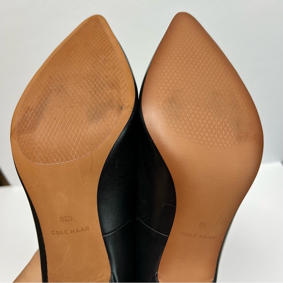 Cole Haan Gemma Logo Pump 8.5B Black Leather Slip on Comfort Business Casual - Picture 10 of 12